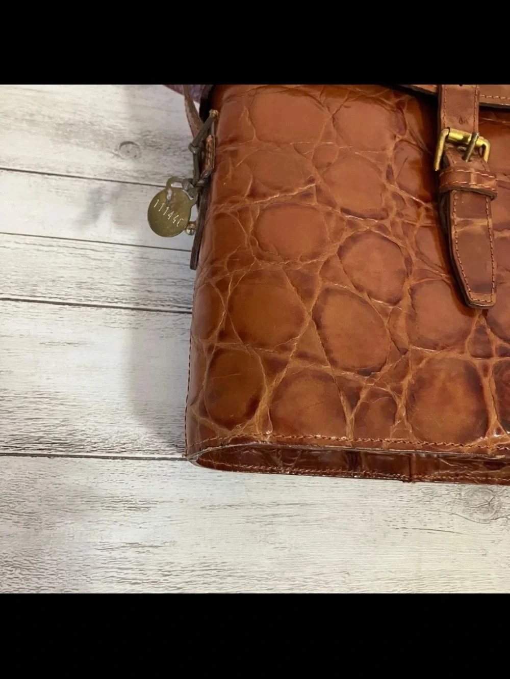 Mulberry Brown Croc-Embossed Leather Shoulder Bag